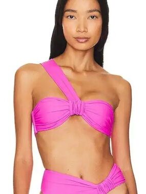 Lovewave Alexi One-Shoulder bikini top Pink Bandeau Swimsuit Revolve NWT S